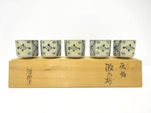 雅山窯造　灰釉　汲出　5客揃